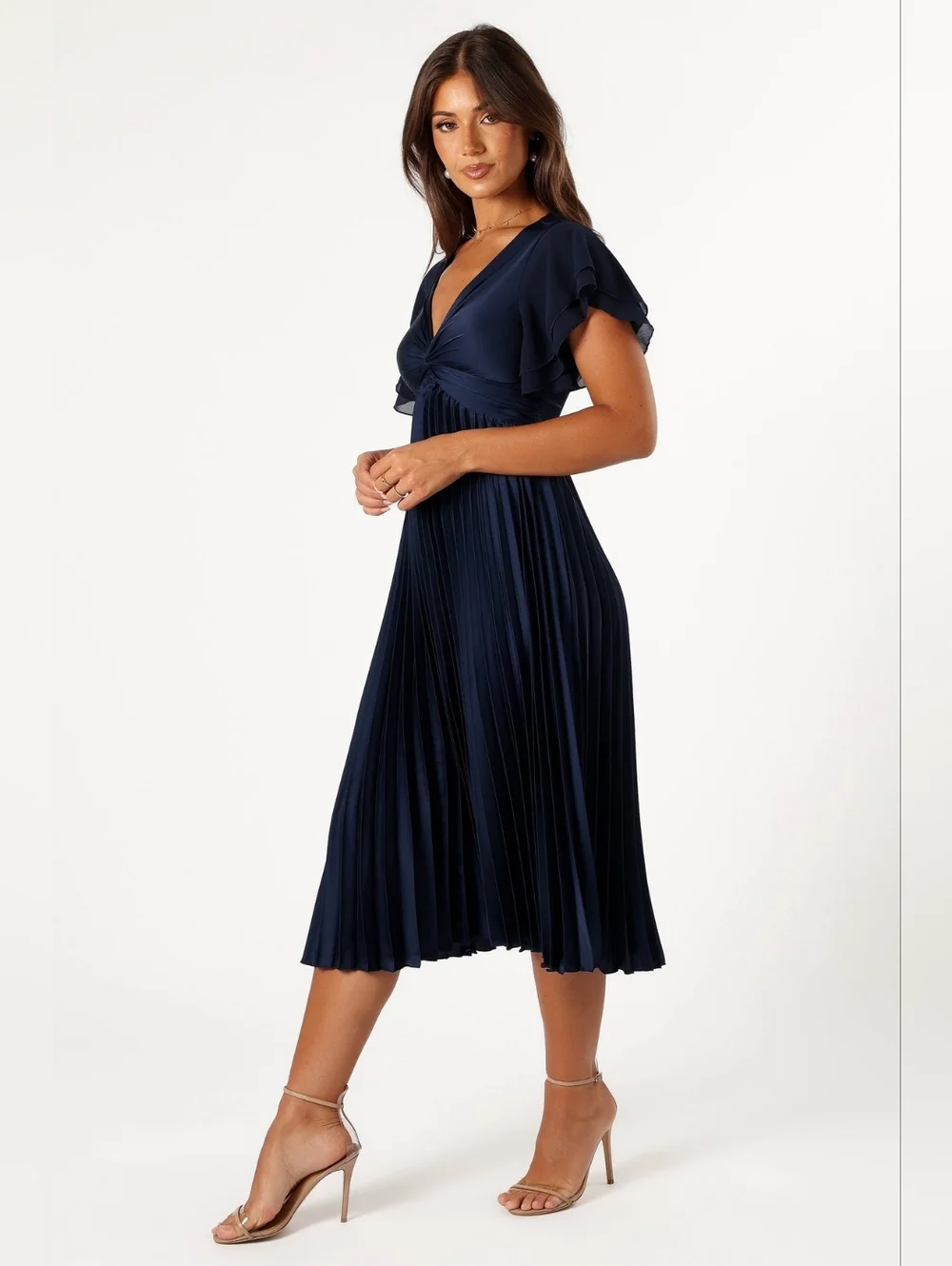 Petal & Pup • Nova Flutter Sleeve Midi Dress Navy Size XL - Picture 2 of 16